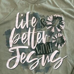 Green Graphic Tee with Christian Message